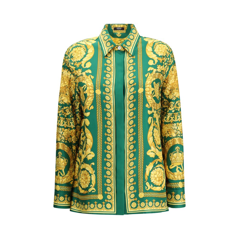 Chemise en Soie Verte Versace - Mode de Luxe pour Femmes