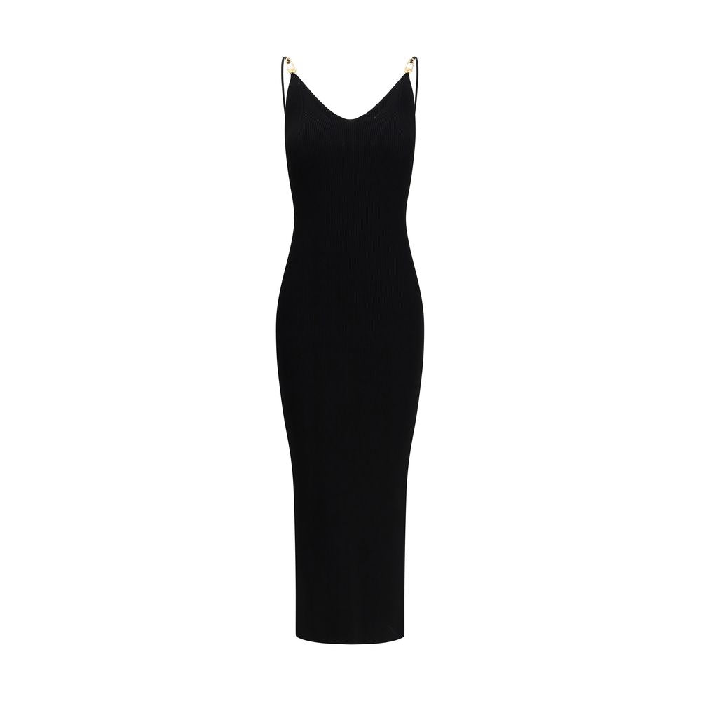 Versace Black Viscose Cocktail Dress - Safety Pin Slip Midi