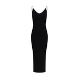 Versace Black Viscose Cocktail Dress - Safety Pin Slip Midi