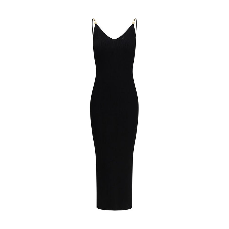 Versace Black Viscose Cocktail Dress - Safety Pin Slip Midi