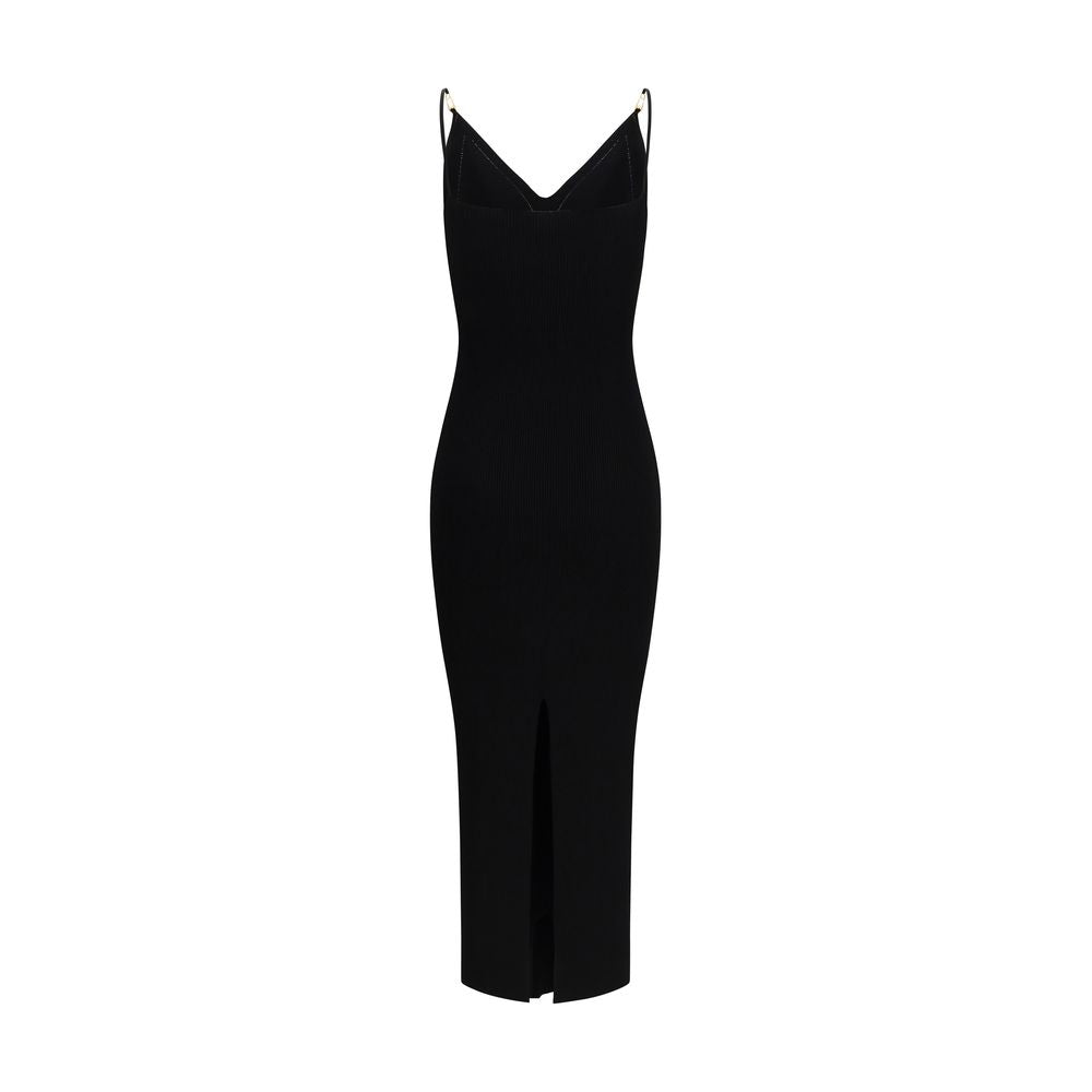Versace Black Viscose Cocktail Dress - Safety Pin Slip Midi