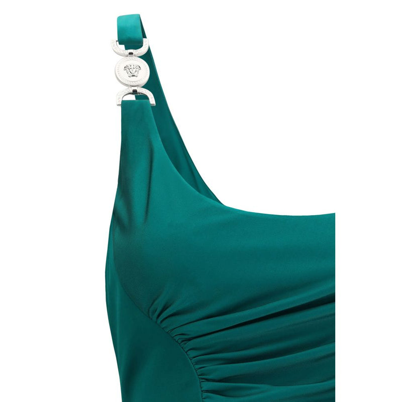Versace Green Viscose Casual Dress - Midi Jersey Elegance