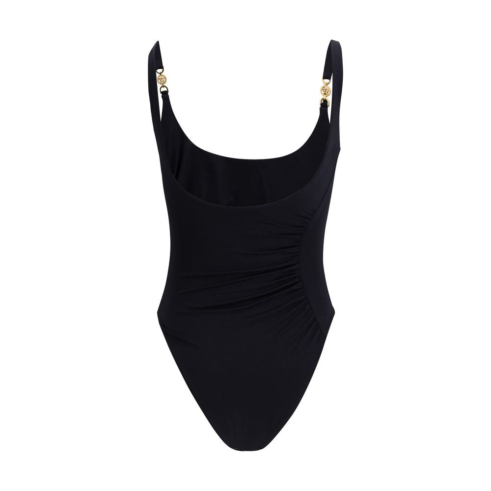 Versace Black Medusa ’95 Gathered One-Piece Swimsuit