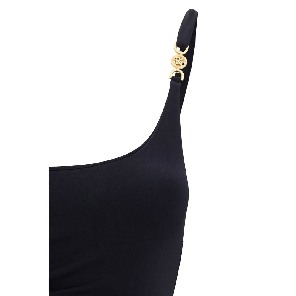 Versace Black Medusa ’95 Gathered One-Piece Swimsuit