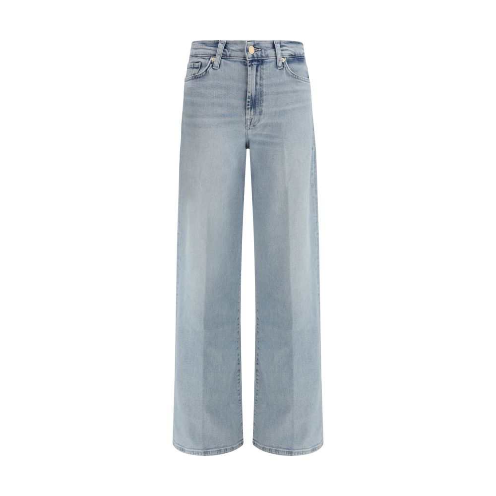 7FOR Lotta Light Blue Cotton Wide-Leg Jeans for Women