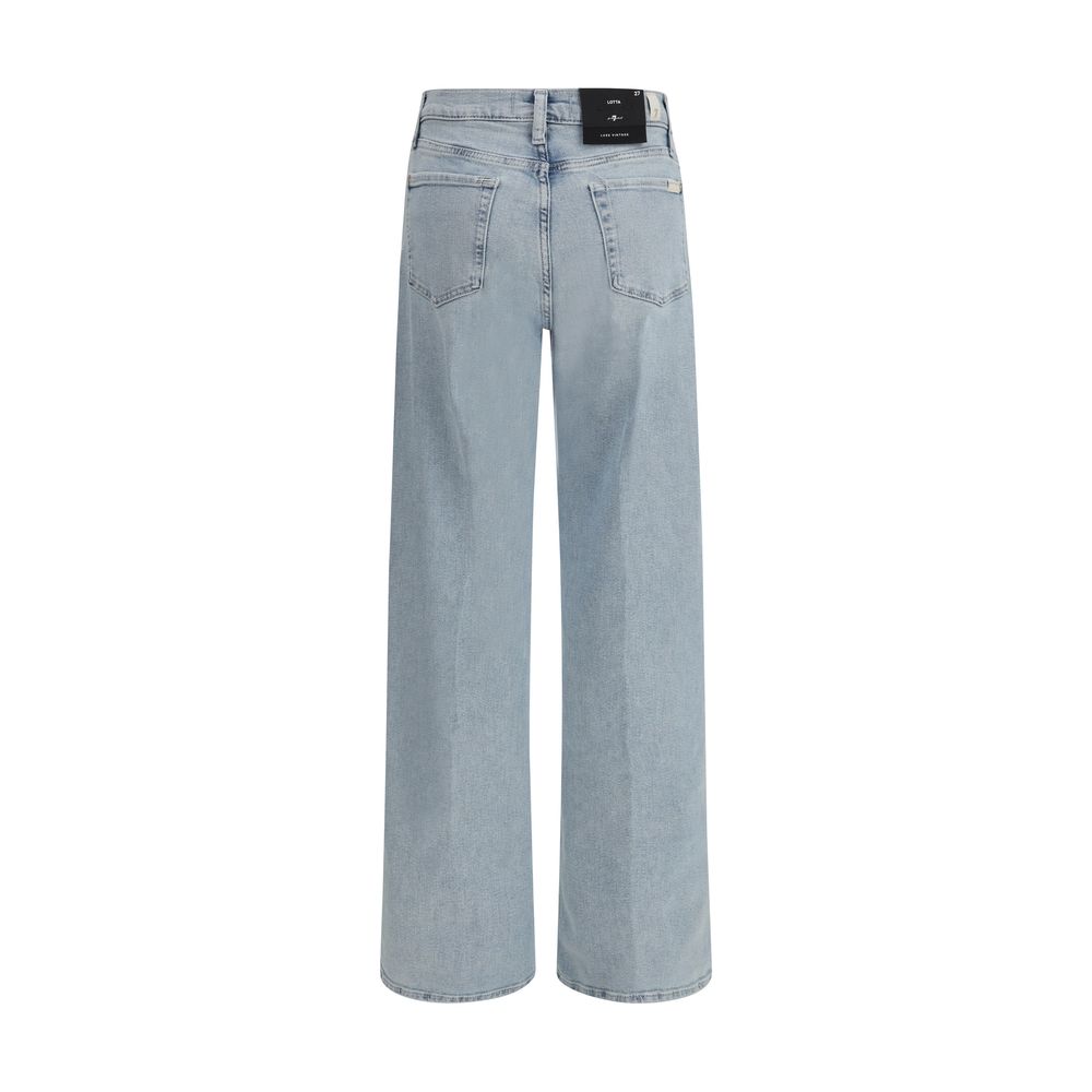 7FOR Lotta Light Blue Cotton Wide-Leg Jeans for Women