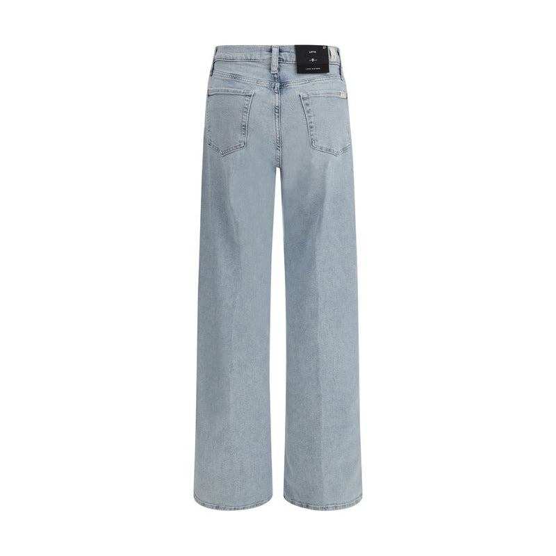 7FOR Lotta Light Blue Cotton Wide-Leg Jeans for Women