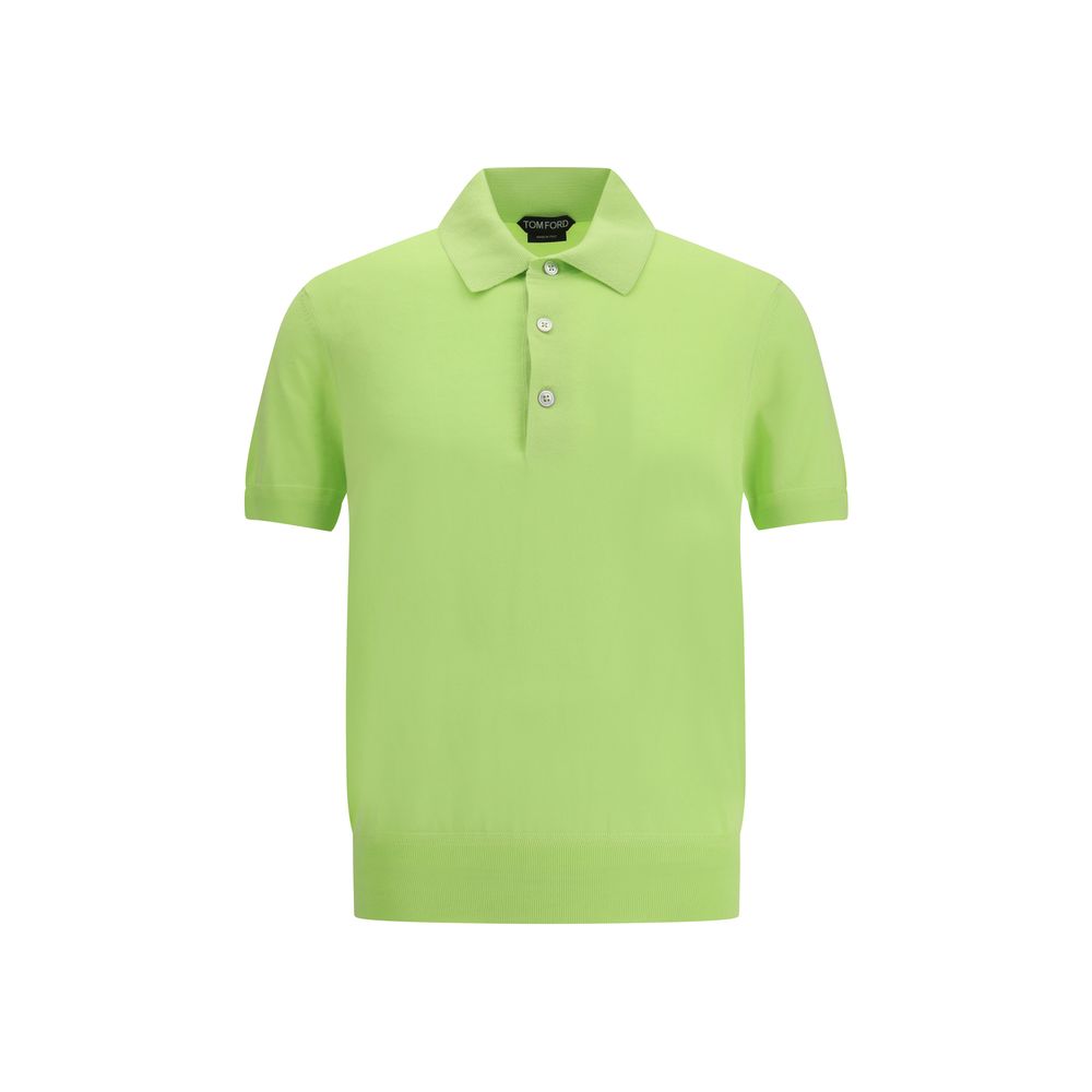 Polo vert en coton Tom Ford