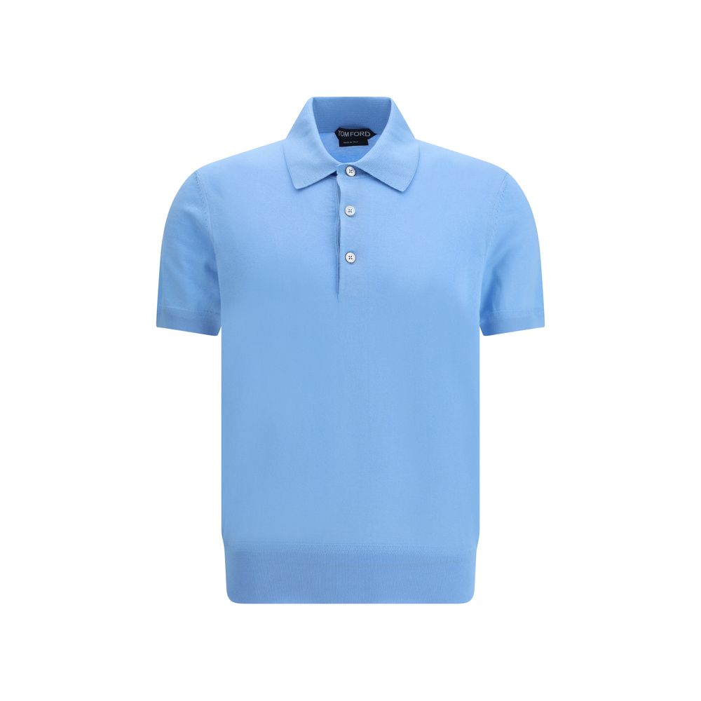 Polo en coton bleu clair Tom Ford