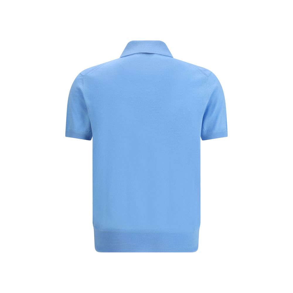 Polo en coton bleu clair Tom Ford