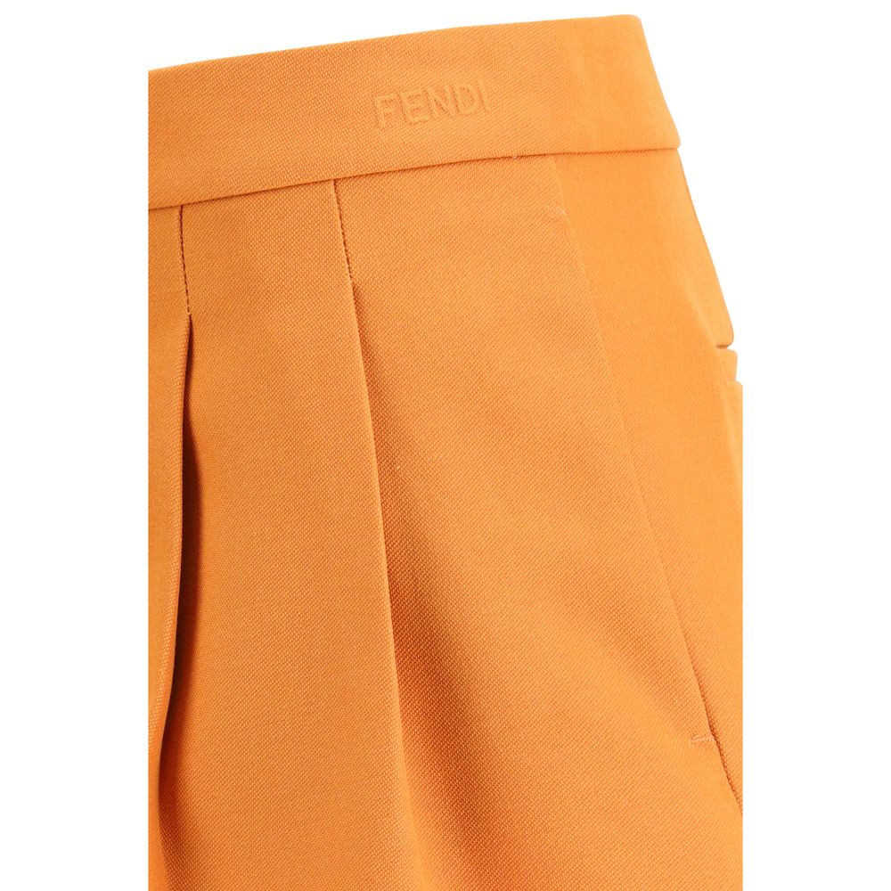 Fendi Grain de Poudre Wool Bermuda Shorts - Orange
