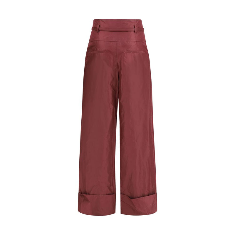 Fendi Bordeaux Silk Dress Pants - Élégants Pantalons en Taffetas