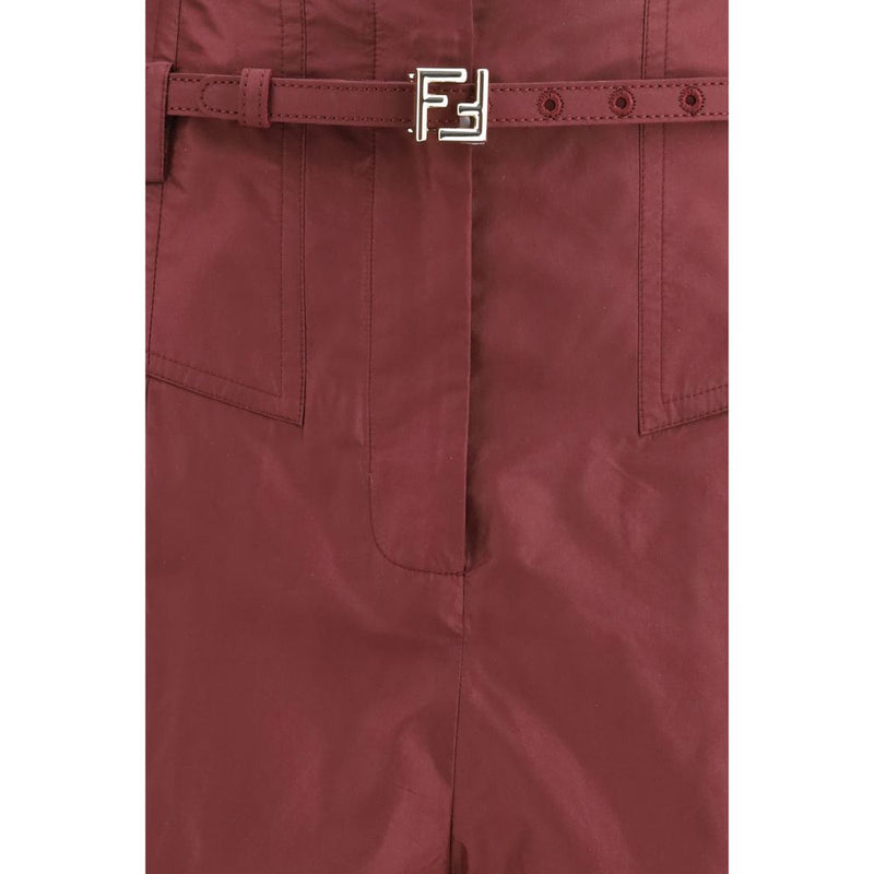 Fendi Bordeaux Silk Dress Pants - Élégants Pantalons en Taffetas