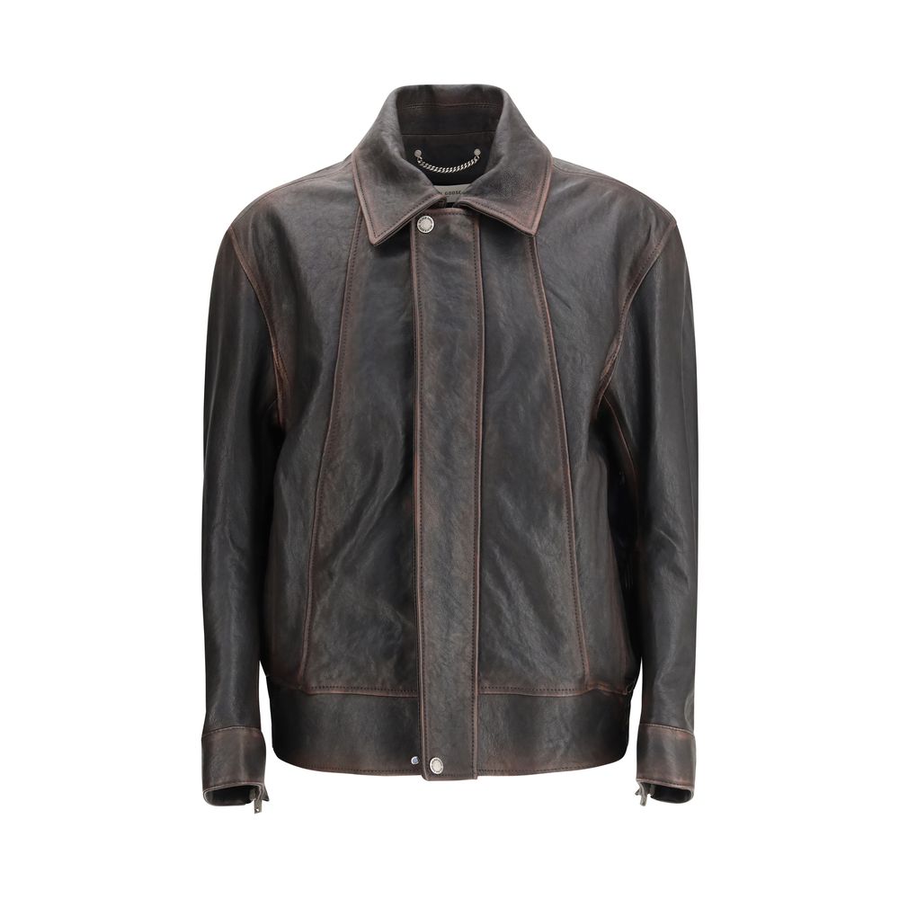Golden Goose Brown Goatskin Bomber Jacket