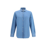 Brunello Cucinelli Blue Denim Shirt for Men