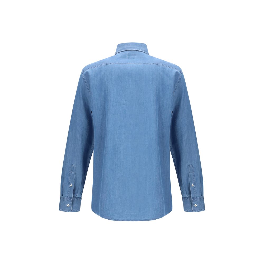 Brunello Cucinelli Blue Denim Shirt for Men