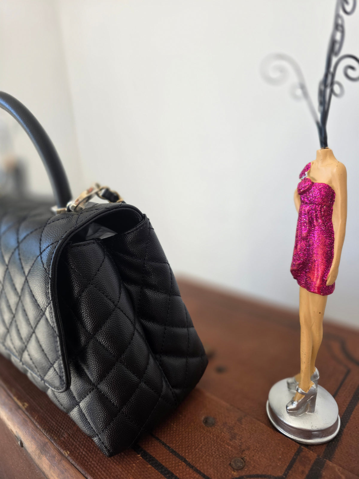 Chanel Handle Handle Handle Bag in black quilted grained leather