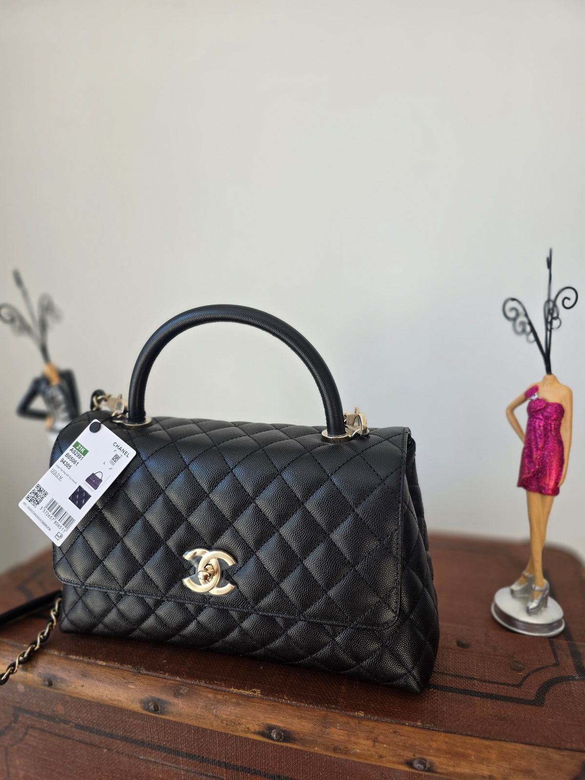 Chanel Handle Handle Handle Bag in black quilted grained leather