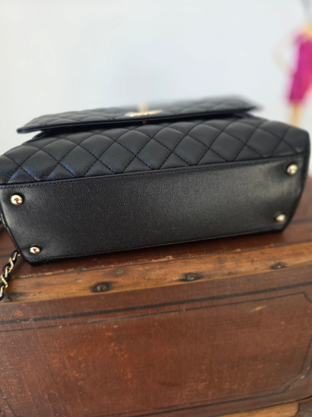 Chanel Handle Handle Handle Bag in black quilted grained leather