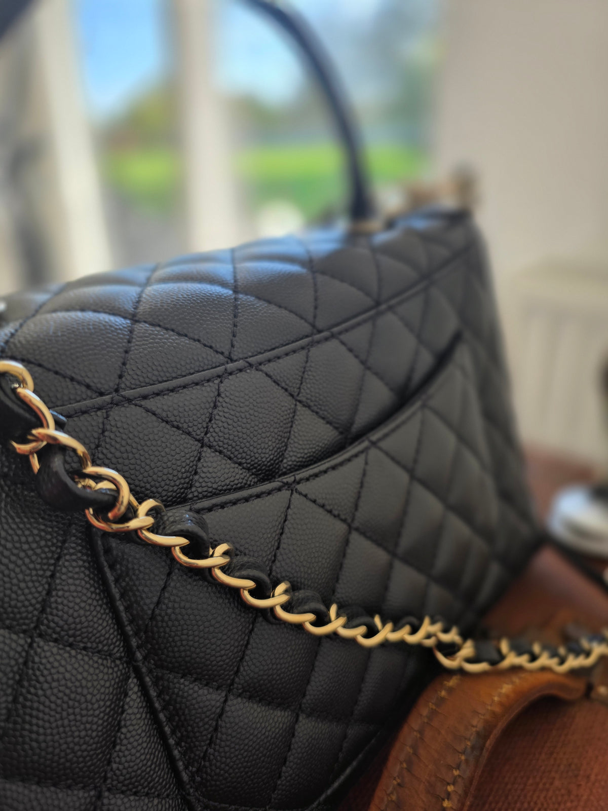 Chanel Handle Handle Handle Bag in black quilted grained leather
