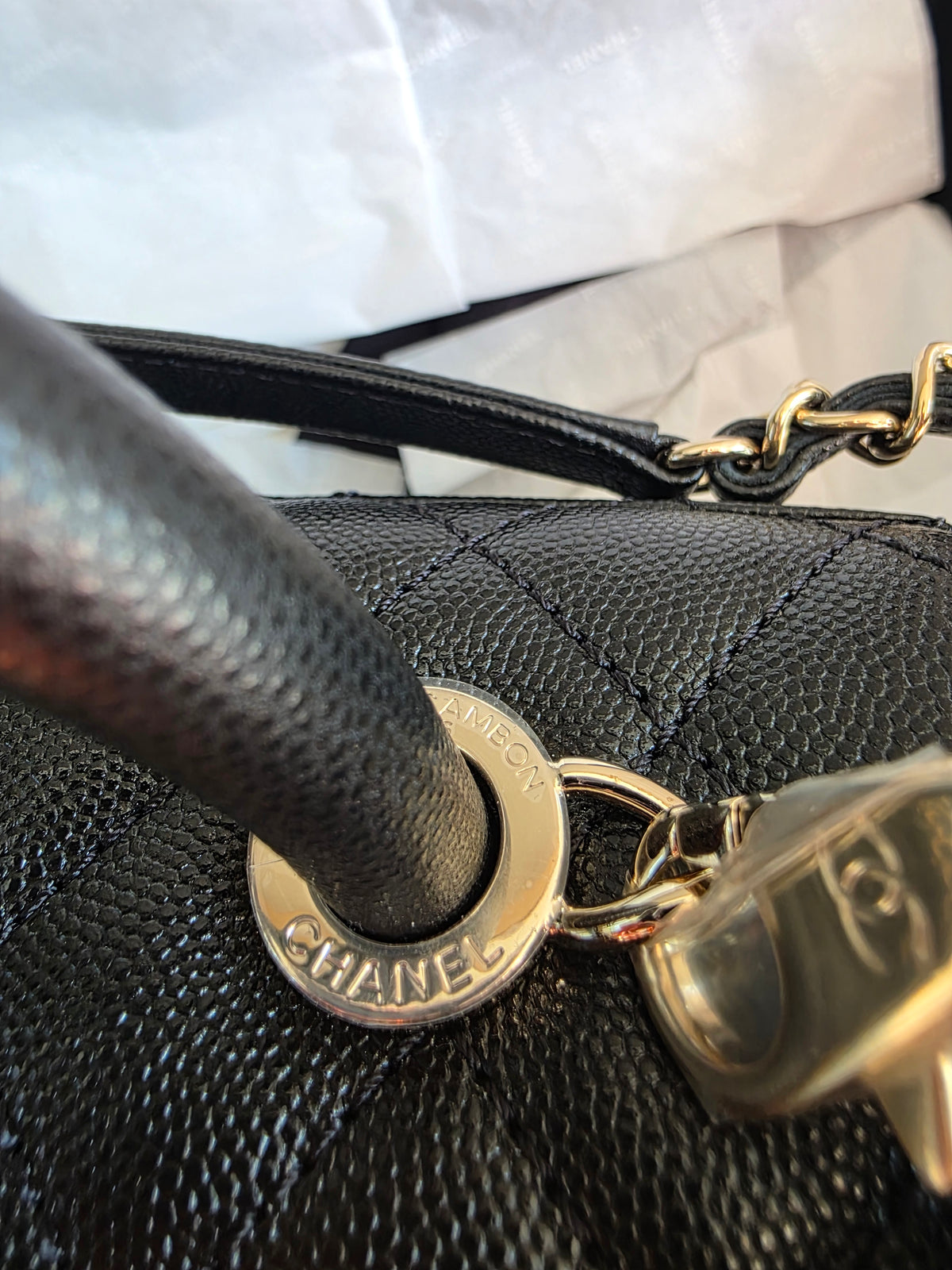 Chanel Handle Handle Handle Bag in black quilted grained leather