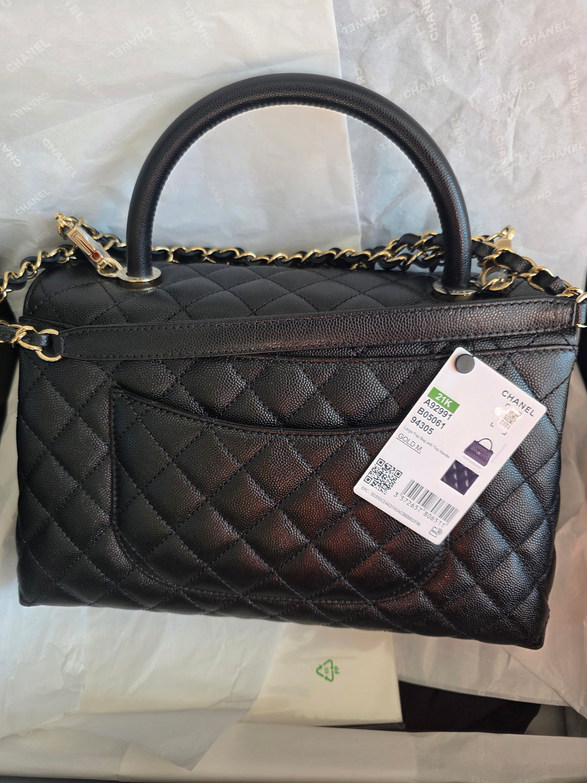 Chanel Handle Handle Handle Bag in black quilted grained leather